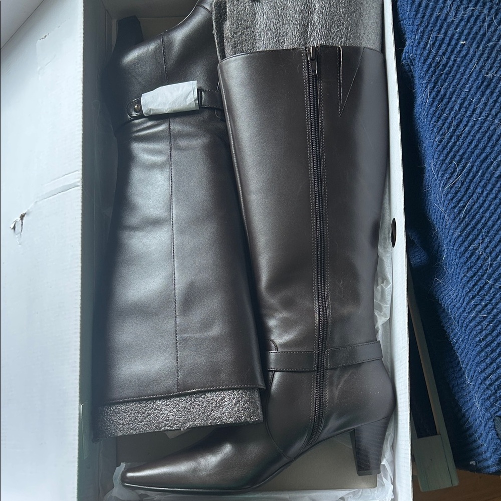 Anne Klein Espresso Heeled Boots
